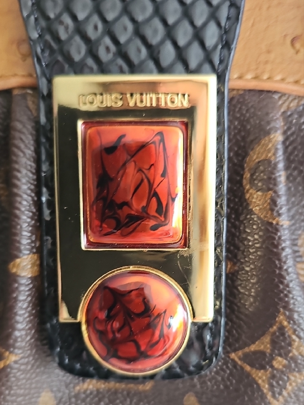Louis Vuitton Brown Monogram Satchel with Black Handles and Tan Trim - Picture 4 of 5